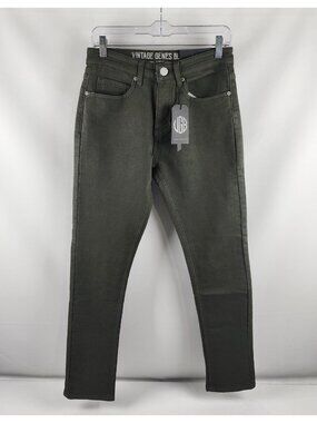 Vintage Genes Black Jeans Mens 28x30 Green Slim Fit Denim NWT